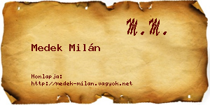 Medek Milán névjegykártya